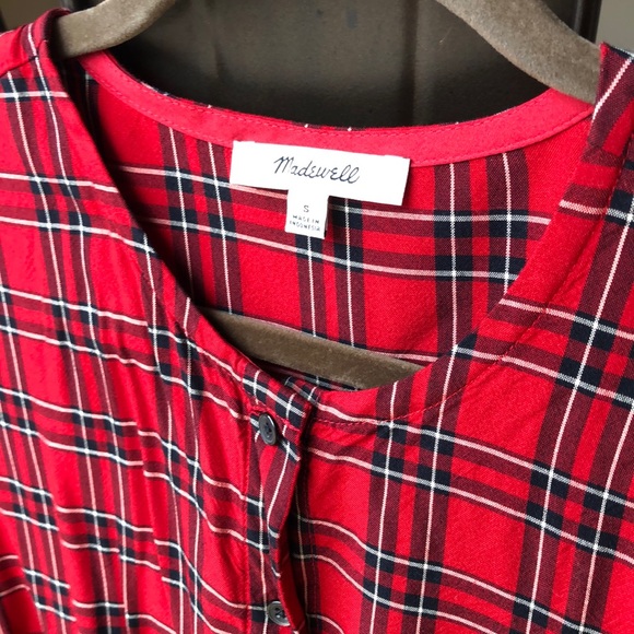 Madewell Plaid Baby Doll top with Ruffle Detail - Picture 1 of 3